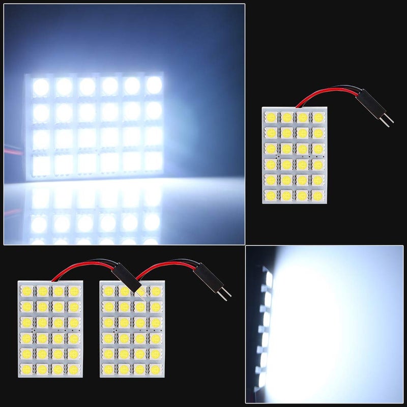 GrandviewTM White 10-Pack 5050 24SMD LED Panel Dome Light Auto Car Reading Interior Lamp license plate light(DC-12V) + T10 BA9S Festoon Adapter - Image 4